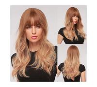 Parrucche Di Capelli Umani Parrucche sintetiche 24 pollici Brown Cosplay Parrucca 150% Densità Natural Wave Acqua lunga con Bangs morbido parrucca in fibra di temperatura ad alta temperatura for le do