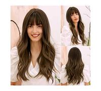 Parrucche Di Capelli Umani Parrucche sintetiche 24 pollici Brown Cosplay Parrucca 150% Densità Natural Wave Acqua lunga con Bangs morbido parrucca in fibra di temperatura ad alta temperatura for le do
