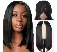 Parrucche diritte con parte a V Parrucche for capelli umani corti Bob Parrucche for donne Parte a V Parrucca di capelli umani Upgrade Parrucca con parte a U Senza lasciare fuori Parrucca di capelli um