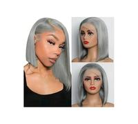 Parrucche Donna Brasiliano Remy 13x4 Dritto Grigio Argento Colorato Trasparente Parrucca Anteriore Del Merletto Dei Capelli Umani Corti Bob Pixie Cut Frontale Parrucche Glueless wigs(14inches)