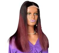 Parrucche Donna Parrucca Bob Ombre Rosso Vino Capelli Umani 4x4 Frontale in Pizzo for Donne Nere 200 Densità 16 Pollici Parrucche Senza Colla wigs