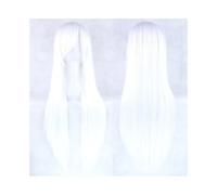 Parrucche Donna Parrucca lunga e dritta da 80 cm, parrucche sintetiche con frangia for Halloween, capelli anime, for feste in costume da donna wigs(Pure White)
