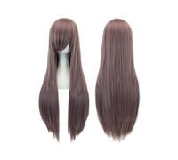 Parrucche Donna Parrucca lunga e dritta da 80 cm, parrucche sintetiche con frangia for Halloween, capelli anime, for feste in costume da donna wigs(Ash Purple)