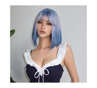 Parrucche Donna Parrucca sintetica blu da cosplay da 14 pollici/35 cm, corta, dritta, for Halloween, con frangia, for donne, afro, resistente al calore wigs