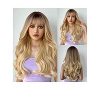 Parrucche Donna Synthetic Wigs Brown Blonde Wig with Bangs Long Wave Woman Wigs Halloween Natural Heat Resistant Hair wigs