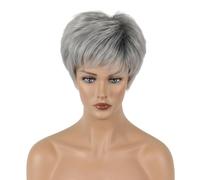 Parrucche Europee E Americane Per Donne Con Capelli Corti Lisci Parrucca Grigio Argento Sfumato Copricapo Per Capelli Corti