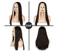 Parrucche Fashion Long Black Dritto Parrucca Evidenzia Blonde Synthetic Wig Parrucca Cosplay parrucca in fibra