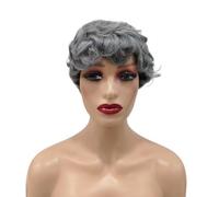 Parrucche for capelli umani con taglio corto riccio da 4 pollici for donna Parrucca a strati senza colla for l'uso quotidiano Extension per Capelli(Gray)