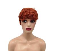 Parrucche for capelli umani con taglio corto riccio da 4 pollici for donna Parrucca a strati senza colla for l'uso quotidiano(Ginger Orange)