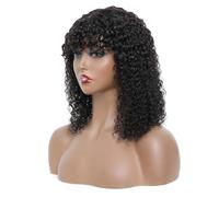 Parrucche for capelli umani ricci crespi da 10-30 pollici con frangia Parrucca senza colla for donna(22inch)