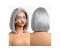 Parrucche frontali in pizzo 13 x 4 cm, parrucche frontali in pizzo argentate corte lisce Bob Lace per donne, uso quotidiano Remy, aggiunge volume ai capelli