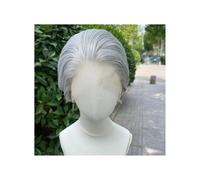 Parrucche frontali in pizzo 13 x 4 senza colla, colore grigio schegge, Bob sintetico corto per donne, Cosplay e uomini, per aggiungere volume ai capelli