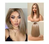 Parrucche frontali in pizzo biondo marrone, parrucca corta e liscia in pizzo sintetico con capelli per bambini, taglio smussato, capelli naturali per tutti i giorni