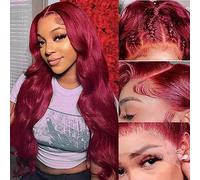 Parrucche frontali in pizzo bordeaux 99j capelli veri 13 x 4 parrucche frontali in pizzo ondulato capelli veri densità 150% parrucche di colore rosso vino da donna HD trasparente parrucca di capelli