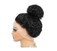 Parrucche frontali in pizzo completo a 360°, parrucche ondulate e ricce pre-pizzicate con capelli umani, senza colla, for donne nere Capelli Estensioni(16inch)