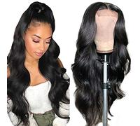 Parrucche frontali in pizzo con onda del corpo capelli veri per donne nere Glueless 4x4 parrucche con lacci attaccatura pre-pizzicata con capelli del bambino parrucche brasiliane a onda corporea di