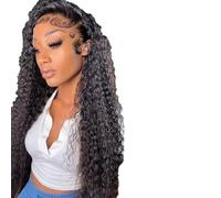 Parrucche frontali in pizzo con pre-pizzicati, parrucche brasiliane bagnate e ondulate per donne nere, parrucche frontali ricce senza colla, colore naturale, 28 pollici