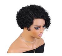 Parrucche frontali in pizzo con taglio corto e riccio Pixie 13X1, parrucche senza colla for donne nere, da indossare e indossare, capelli umani, 8 pollici Topper per Capelli da Donna