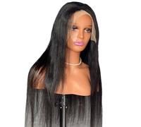 Parrucche frontali in pizzo dritto 13x4, capelli umani, densità 180, pre-pizzicate, pre-tagliate, parrucche frontali trasparenti for donne, nero naturale Extension per Capelli(18inch)