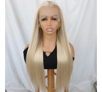 Parrucche Frontali In Pizzo Per Capelli Sintetici Biondi Chiari, Diritti 13x4 Di Seta Lunga Resistente Al Calore Senza Colla Con Sostituzione Frontale In Pizzo Pre-plucked Con Capelli Per Bambini, Lin