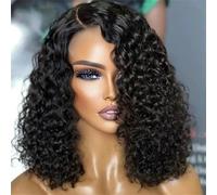Parrucche Frontali In Pizzo Trasparente 4X4 Con Onda Profonda Capelli Umani Caschetto Corto Riccio 13X4 Hd 200 Density 14 Inch 4x4 Lace Wig