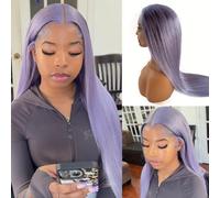 Parrucche frontali in pizzo viola chiaro da 30 pollici capelli umani 13x6 HD viola trasparente senza colla parrucche frontali in pizzo trasparente HD per le donne parrucca colorata lilla pre-pizzicata