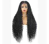 Parrucche Frontali Intrecciate In Pizzo Pieno Parrucche Ricce Finte Locs Box Trecce Parrucca Sintetica Pre-Pizzicate Capelli Per Bambini Per Le Donne #1B Full Lace Braid Wigs#32inch