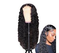 Parrucche frontali ondulate profonde - Elegante parrucca riccia, 150% densità, parrucche ricci ad onda d'acqua | 30 pollici nero, riga media, capelli lunghi e ricci, ricci africani, meraviglia