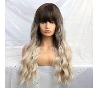 Parrucche Frontali Parrucca Sintetica Parte Laterale Ombre Nero Marrone Chiaro Parrucca Lunga Per Capelli Lisci Parrucca Sintetica Da Donna Parrucca Resistente Al Calore Per Feste Cosplay,B (C )