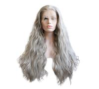 Parrucche Frontali Pizzo Lunga Morbidi ricce Ondulati Parrucche (24" Grigio)