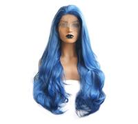 Parrucche Frontali Pizzo Lunga Naturale ricceo Fibra Sintetica (Blu 24")