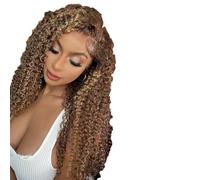 Parrucche frontali trasparenti HD con onde d'acqua da 18 pollici, ombre, bagnate e ondulate, ricce, senza colla, pre-pizzicate con capelli