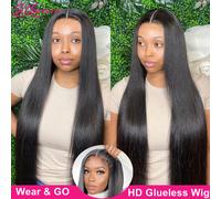 Parrucche Glueless Silkwave Capelli Umani Pronti da Indossare Parrucche di Capelli Umani Lisci Osso 100% Pre Taglio 4X4 5X5 Hd Parrucca con Chiusura in Pizzo per Le Donne