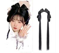 Parrucche Hanfu da donna, Parrucche cinesi antiche di Hanfu for cosplay anime da donna, fascia lunga e diritta nera(Little Dragon Turtle)