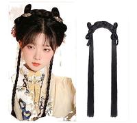 Parrucche Hanfu da donna, Parrucche cinesi antiche di Hanfu for cosplay anime da donna, fascia lunga e diritta nera(Monkey King)