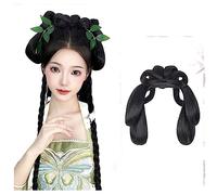 Parrucche Hanfu da donna, Parrucche cinesi antiche di Hanfu for cosplay anime da donna, fascia lunga e diritta nera(Lazy Cat)