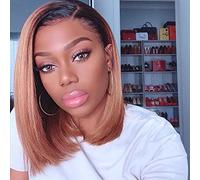 Parrucche Highlight Bob Wig St Straight Pizzo Chiusura dei Capelli Umano Parrucche Breve Bob Ombre Parrucca for capelli Parte Mezzo Parrucca Brasiliana Remy Parrucca del merletto for le donne Densità