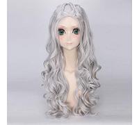 Parrucche in costume da festa di Halloween Alice nel paese delle meraviglie Parrucca cosplay della regina bianca Gioco di ruolo Capelli lunghi ondulati argento + Parrucca argento