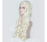 Parrucche in costume da festa di Halloween Alice nel paese delle meraviglie Parrucca cosplay della regina bianca Gioco di ruolo Capelli lunghi ondulati argento + Parrucca parrucca beige taglia unica