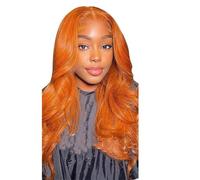 Parrucche In Pizzo Parrucca Sintetica In Pizzo Trasparente Con Onda Del Corpo T Parrucche Prepizzicate Senza Colla Orange Lace Wig#30Inches#4x4x1 Lace Wigs