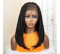 Parrucche Intrecciate Bob Parrucche Frontali In Pizzo Sintetico Capelli Corti Intrecciati Afro Parrucca Treccia Anteriore In Pizzo Naturale Da Donna 1B 16inch