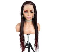 Parrucche intrecciate con cornrow anteriore in pizzo 13X6 HD for donne, parrucca con treccia intrecciata con parte centrale intrecciata Capelli sintetici