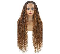 Parrucche Intrecciate Parrucche Anteriori In Pizzo Pieno Di Capelli Ricci Per Le Donne Parrucca A Treccia Parrucca Sintetica A Treccia Bohémien T1B 27 32inch