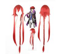Parrucche Kamigami No Asobi Loki Laevatein per donna Uomo Parrucca sintetica unisex Parrucca lunga Treccia dritta Capelli finti Rosso Anime Hallowe Taglia unica Rosso