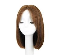 Parrucche lisce per donna, parrucche frontali in pizzo nero, parrucca liscia con riga centrale in capelli umani, parrucche con frangia, parrucca di media lunghezza in cap,Brown