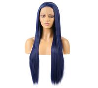 Parrucche Lunga Dritta Capelli per Ragazza Scuro Blu 24" con Parrucca Cuffia