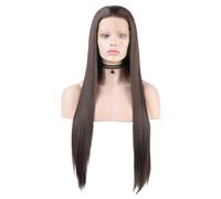 Parrucche Lunga Dritta Capelli per Ragazza Scuro Marrone 24" Fibra Sintetica