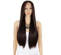 Parrucche Lunga Dritta Capelli per Ragazza Scuro Marrone 26" Fibra Sintetica