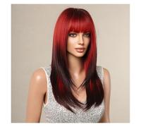 Parrucche Lunghe A Strati Diritte Con Frangia Parrucca Da Rosso A Nero Ombre Sintetica Naturale In Fibra Resistente Al Calore For Le Donne Facile Da Indossare