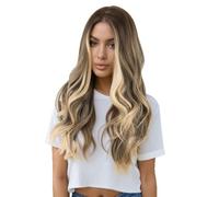 Parrucche Lunghe Bionde Con Effetto Ombre Per Donne, 60 Cm Di Lunghezza, Con Riga Centrale E Capelli Mossi Dall'aspetto Naturale, Resistenti Al Calore, Ideali Per L'uso Quotidiano E Per Le Feste.